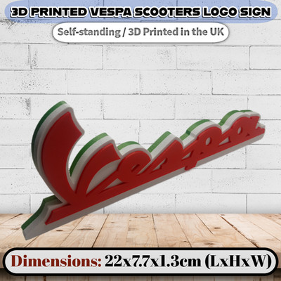 VESPA Roller 3D-gedrucktes Schild selbststehend ikonisches Logo Männerhöhle Schreibtisch Dekor