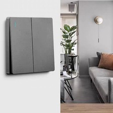 Stylish 2 Gang Wall Light Switch Easy Installation Gray Matte Textured