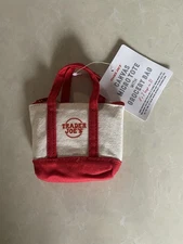 Limited Time Trader Joe's Canvas Mini Micro Tote Bag with Grocery Bag Red White