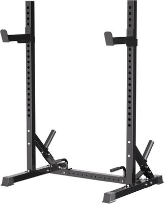 Adjustable Squat Rack Barbell Rack Squat Stand Bench Press w/ J Hook Home Gym