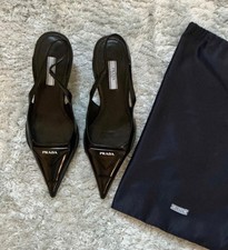 Prada Black Patent leather Slingback  Heels W...