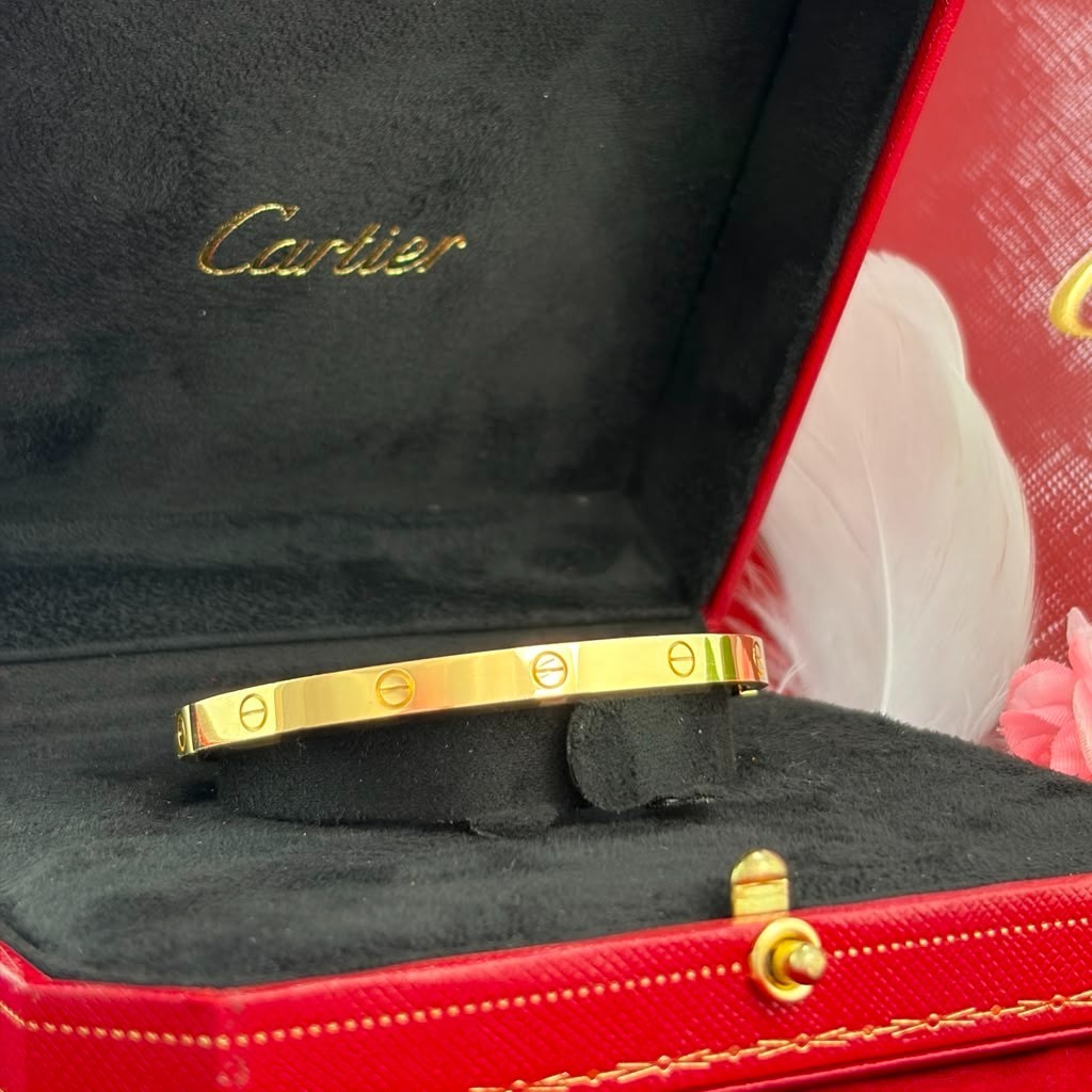 CARTIER LOVE BRACELET MEDIUM MODEL 18K YG SIZE 17 W/ BOX - B4170