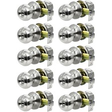 Privacy Door Knobs,10 Pack Brushed Nickel Round Keyless Doorknobs Interior Do...