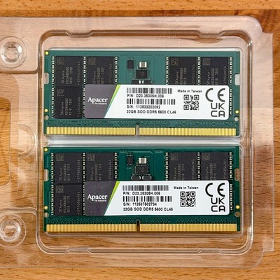 Apacer 64GB (2x32GB) DDR5 5600 MT/s SODIMM RAM (SK Hynix) Laptop Mini PC Kit