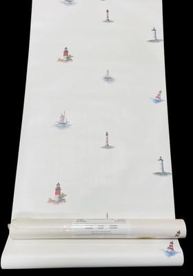 Vintage Cornerstone Vinyl Wallpaper Roll + Partial Roll - Lighthouses, Sailboats