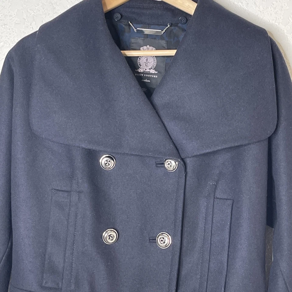 Chaquetón Juicy Mezcla Lana Alta Costura Doble Pecho Talla M Negro Tela Italiana. Foto 3 de 4