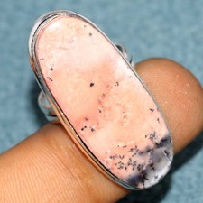 925 Silver Plated Peruvian Pink Opal Ring US 7 Festive Gifts Most Beautiful JW