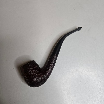 Vintage Made in London England Sandblast Briar Wood Smoking Pipe Bent Billiard