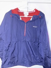 Champion Womens Athletic Stadium Navy Red 1/4 Zip Windbreaker XS NWOT