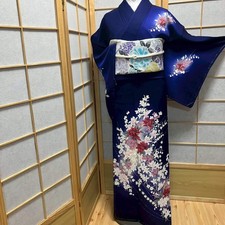 7184 Japanese Kimono Vintage Womens Silk Fabric Robe Kimono only sold Unused