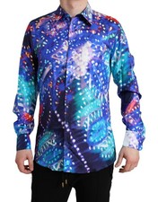 Dolce & Gabbana Purple Luminarie Silk Slim MARTINI Men's Shirt Authentic