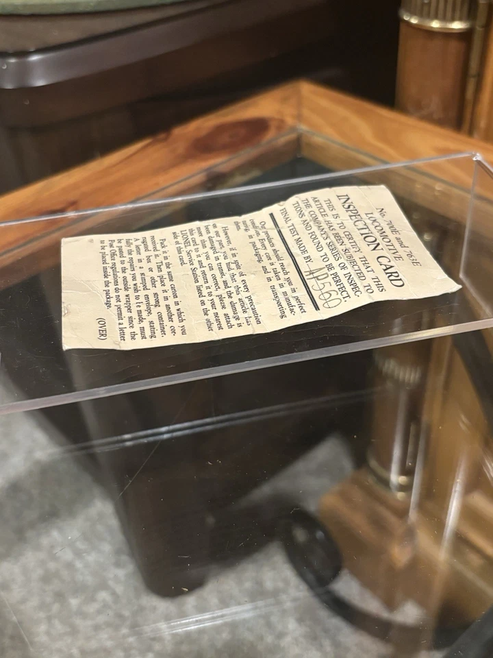 Original Lionel Prewar 700E 763E Inspection Card! (Very Scarce)!!! - Image 3 of 4