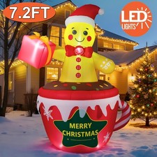 7 FT Christmas Inflatable Gingerbread Man Outdoor Christmas Decor W/ LED Lights