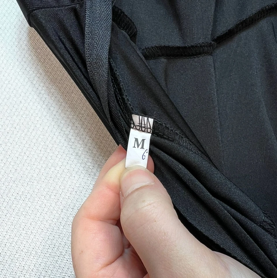 Womens All Black Full Body Jumpsuit Costume Medium Halloween Stretch Long Sleeve - Image 2 of 4