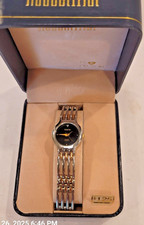 Croton Manhattan Diamond Quartz Ladies Watch Black Face Gold Band