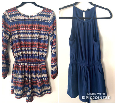 Bebop Blue Romper & One Clothing Sz Med Shorts Romper LOT Boho shorts bundle 2PC