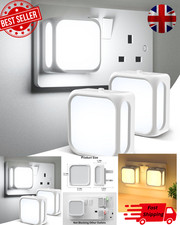 LED Plug In Night Light 1W Dusk to Dawn Sensor Adjustable Brightness 2PCS