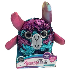 Sparkle Pets Lucy the Llama Sequined Stuffed Animal, 6 inch Plush Pal