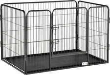 Box per Cani Recinzione in Metallo per Animali Con 4 Pannelli, Porta Con Doppio