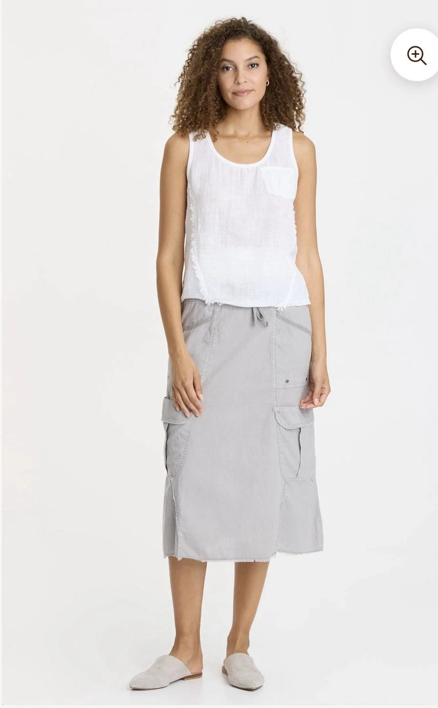 Wearables Bellamy Skirt, Size XS, Light Gray, Cargo Style, Linen/Cotton