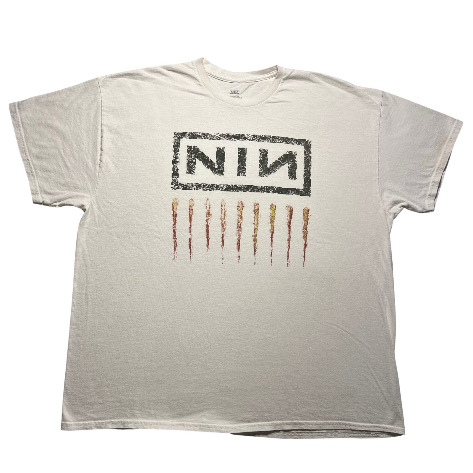 Nine Inch Nails NIN Logo Graphic T Shirt Mens White Large XL Band Tee Rock