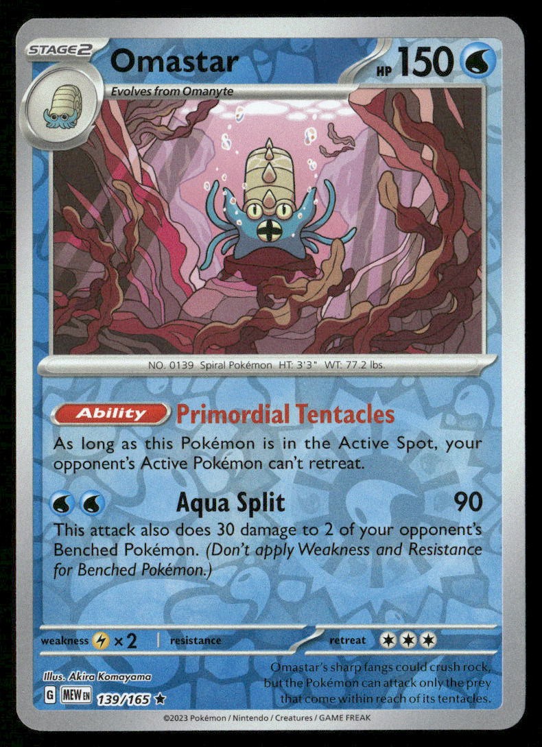 Reverse Holo Omastar #139/165 SV: Scarlet & Violet 151 LP