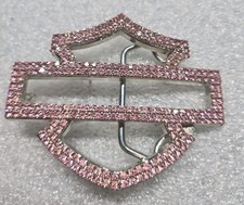 Harley Davidson 2005 Bar  Shield WOMENS Pink Rhinestone Openwork Belt Buckle