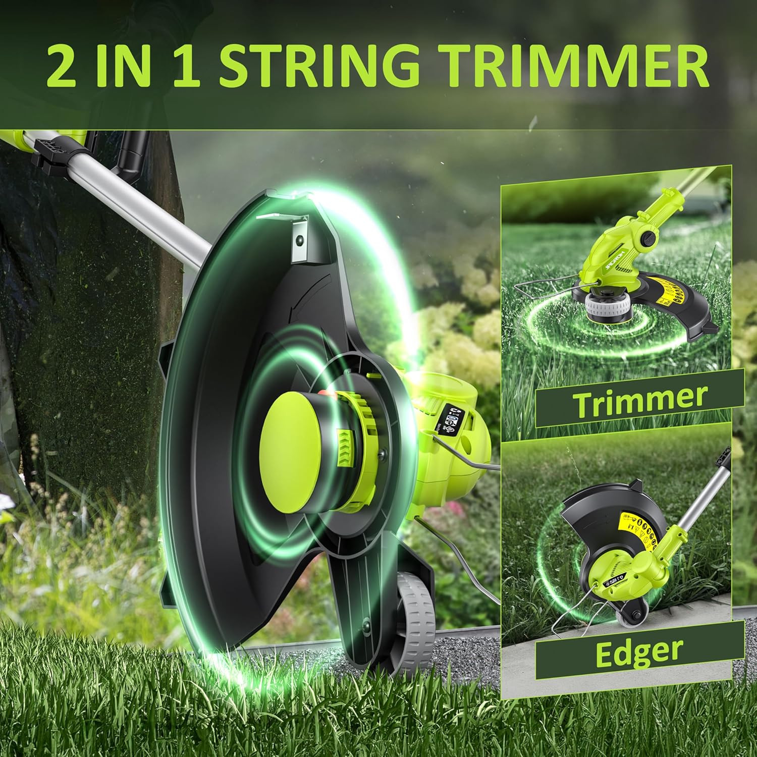 Electric String Trimmer Cordless with 2X2.0Ah Battery, 20V Battery Powered 12-In