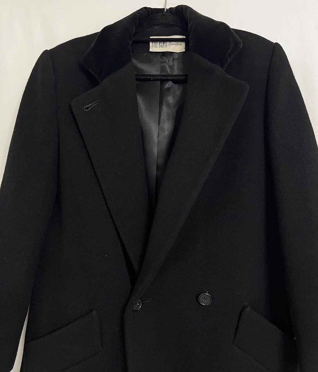 Vintage Bill Blass Signature Coat Women M Black Wool Velvet Collar