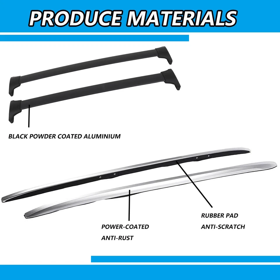 4 piezas para barras transversales de carga Acura MDX 2014-2021 barras transversales de riel lateral de techo Foto 2 de 4