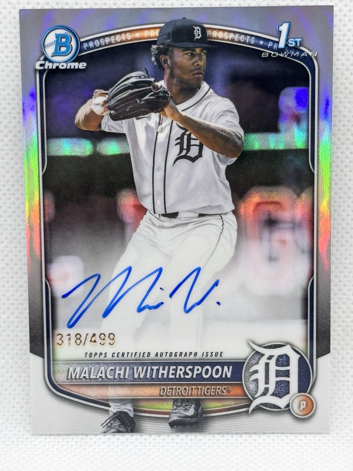 2025 Bowman Draft 1st Chrome MALACHI WITHERSPOON Refractor AUTO /499 Tigers
