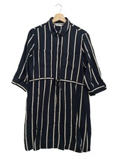 ONLY Damen Blusenkleid Gr. 36/S Schwarz Gestreift Casual Hemdblusenkleid Viskose