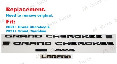Gloss Black Side Door Grand Cherokee Rear Tailgate 4X4 L Laredo Emblems 2021+