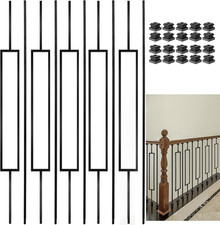 10 Pack Wrought Iron Baluster, 44 Inches Satin Black Iron Balusters for Staircas