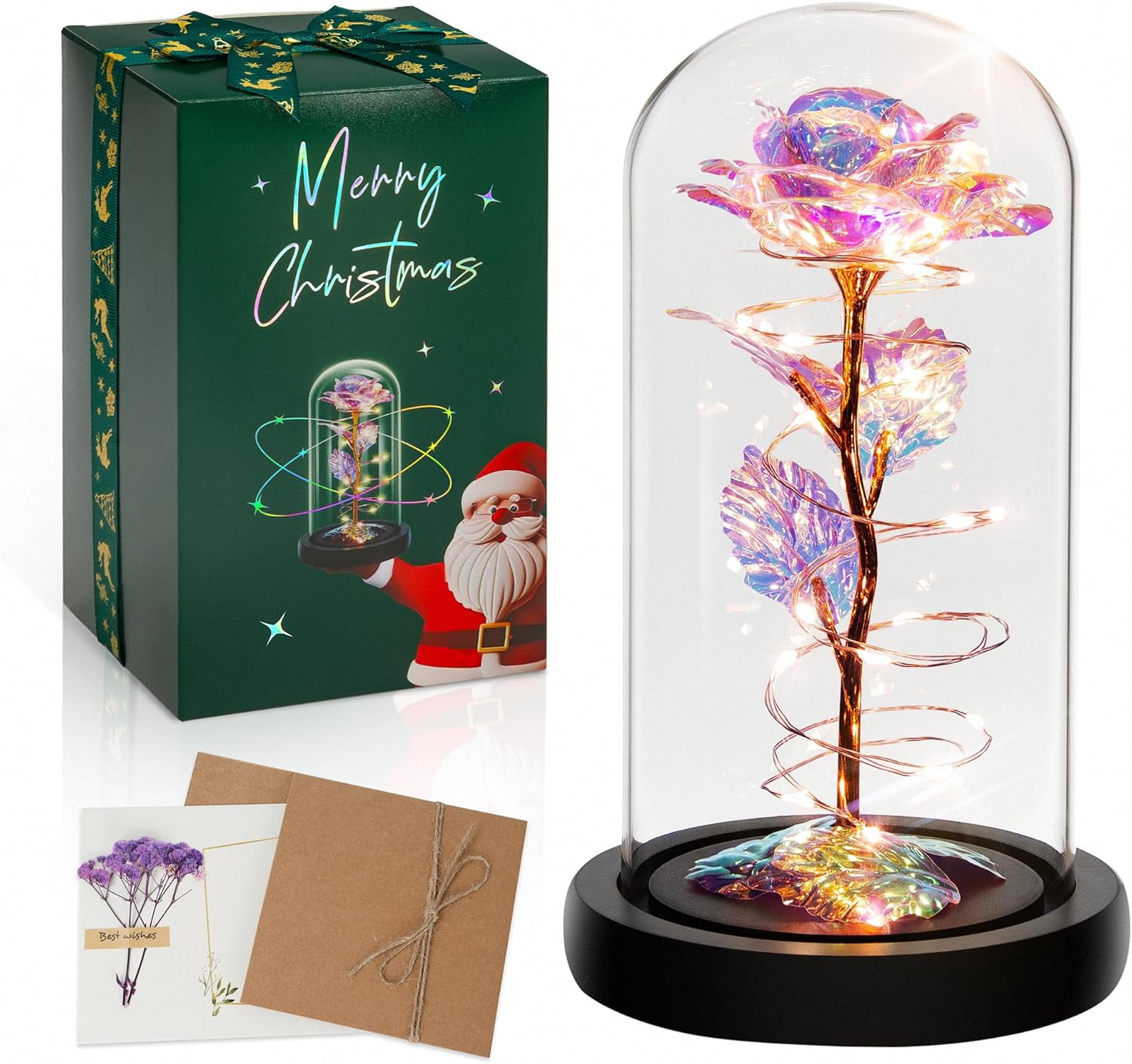 Illuminated Glass Dome Rose - Ideal Gift for Women on Any Occasion