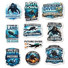 10pcs Scuba Diving Stickers Gifts For Divers Spearfishing Lovers Multiple Differ 10pcs Scuba Diving Stickers Gifts For Divers Spearfishing Lovers Multiple Differ