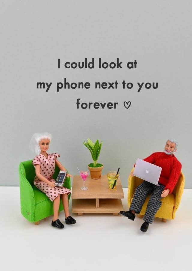 Funny Valentines Card Look Phone Forever - Unique Creative Greeting Card