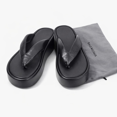 Balenciaga Rise Zehenstegsandalen Chunky Flatform schwarz Leder EU 41 UK 7,5