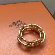 Hermès Scarf Ring Chaine D'Ankle Gold 3cm Diameter - Excellent Condition