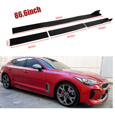 For Kia Stinger 86.6'' / 2.2m Gloss Black Side Skirt Extension Polypropylene Pair