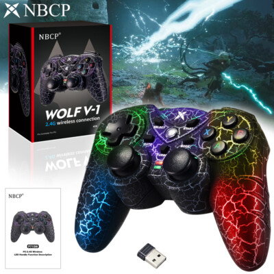 Double vibration Wireless Controller with RGB LED Lights for Windows 7/8/10/11