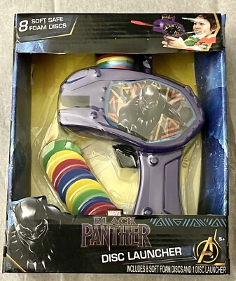 Marvel Black Panther 1 Disc Launcher With 8 Soft Safe Foam Discs New in Box