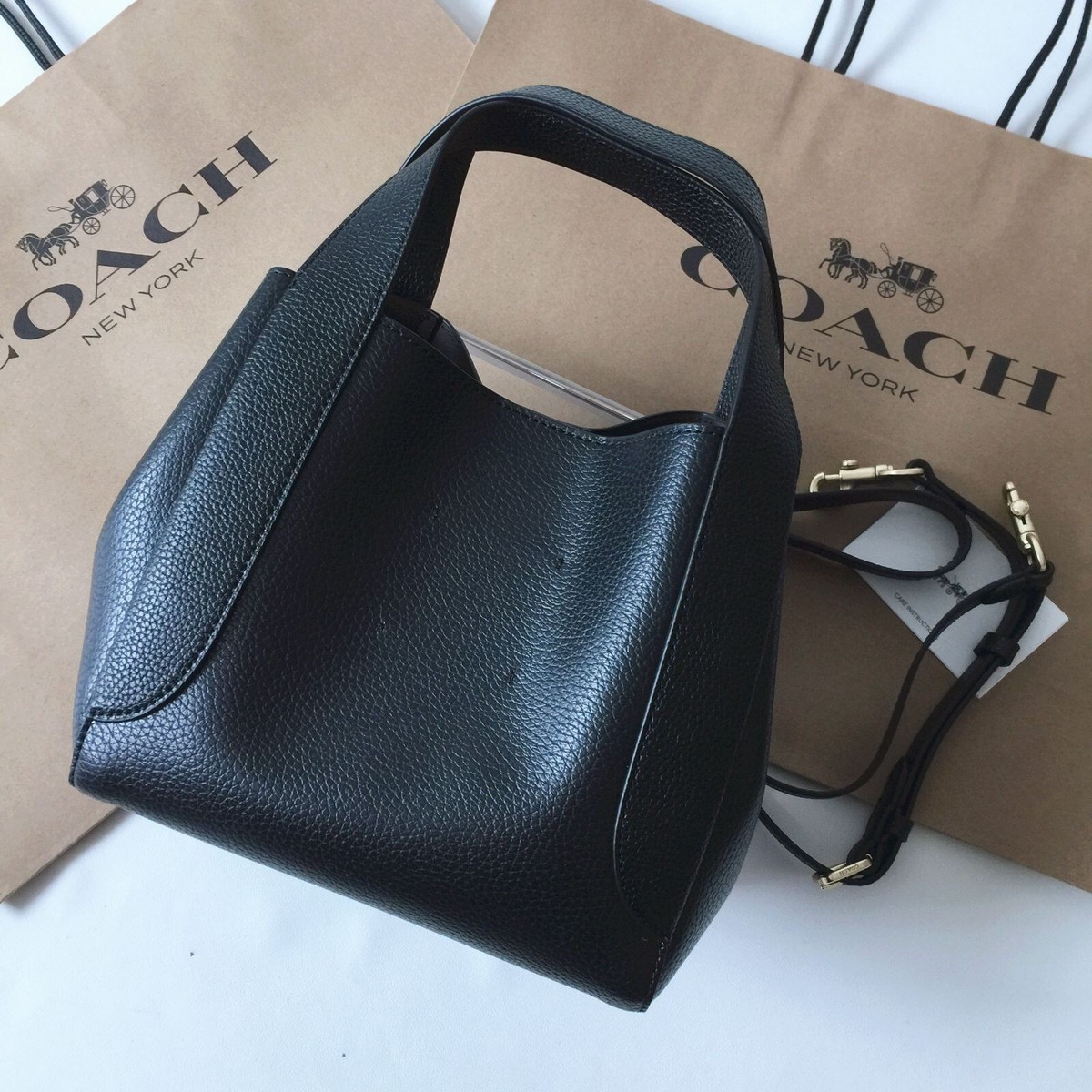 COACH Hadley Hobo21 2way Shoulder Bag Crossbody Leather Black
