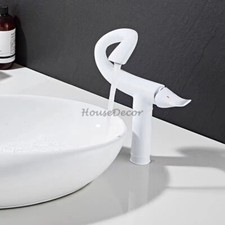 Modern Design Basin Mixer Tap Single Lever Deck Mounted Bathroom Swan Neck Spout