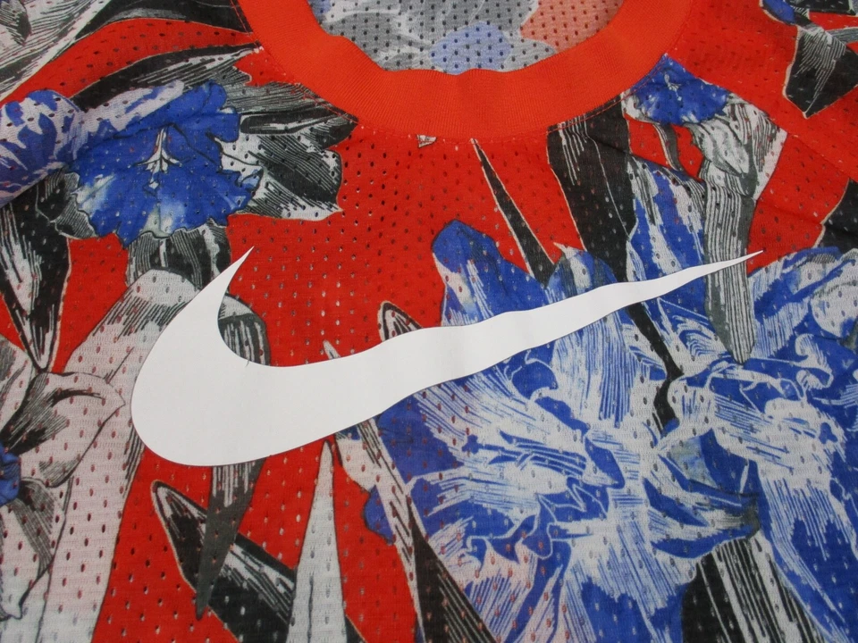 Nike Top Camisa Mujer Plus 1X Naranja Blanco Floral Swoosh Recortado Transpirable Entrenamiento Foto 3 de 4