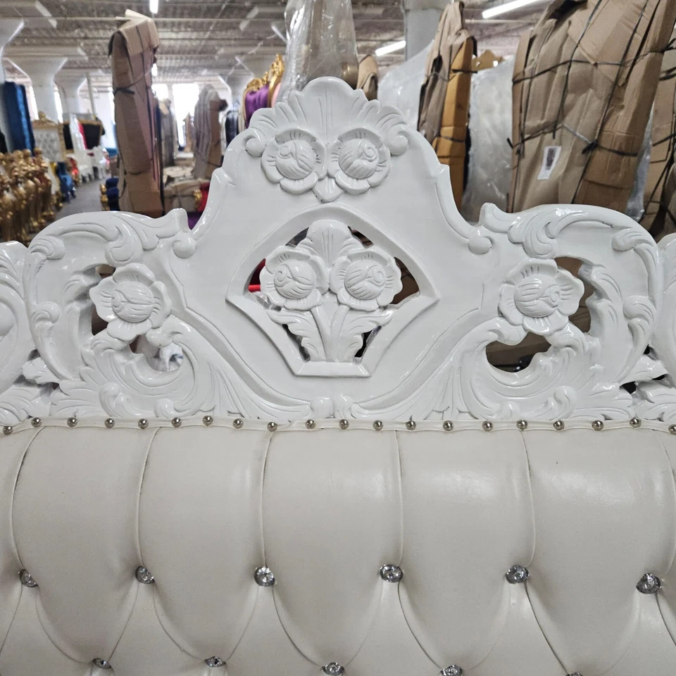 Precioso juego de 3 piezas para sala de estar blanco - sofá y 2 sofás sillas estilo lujo Foto 4 de 4