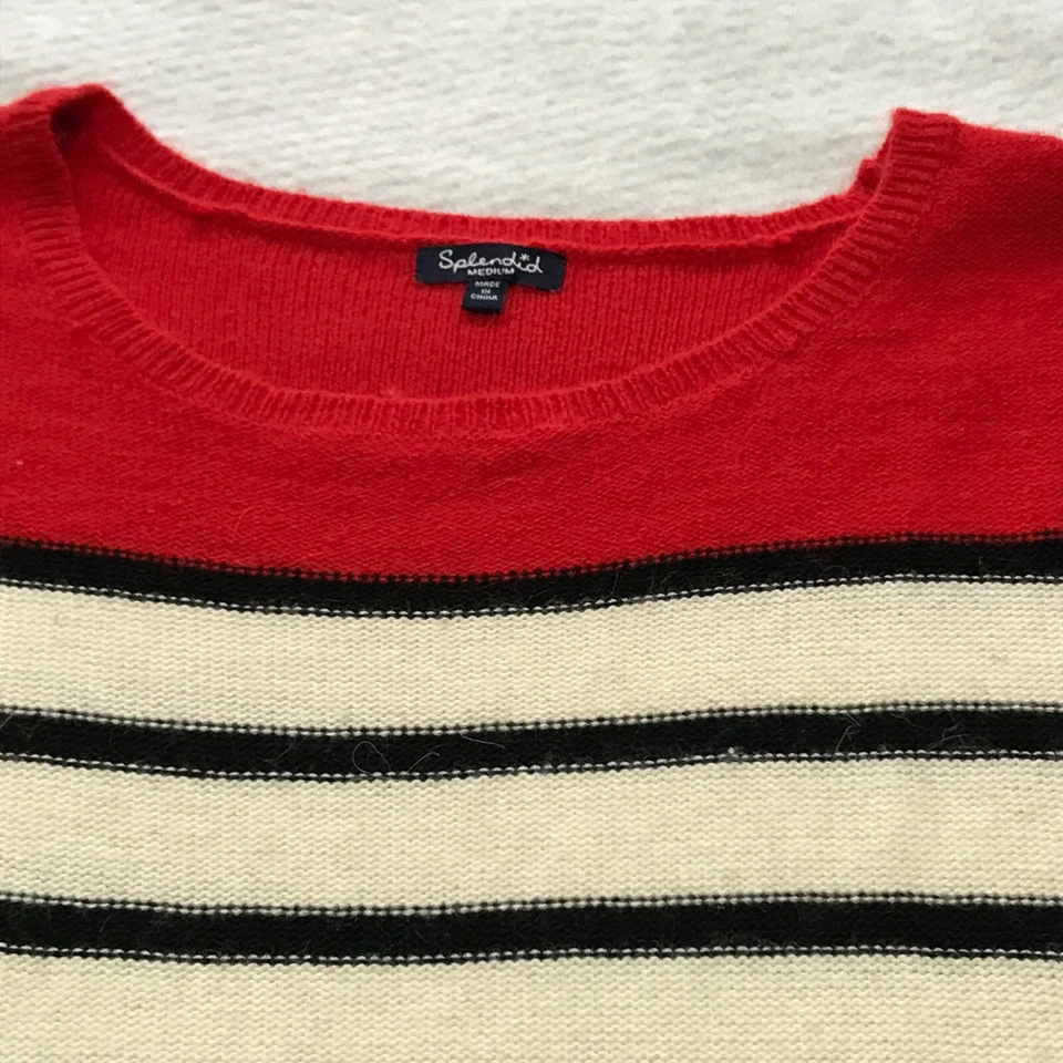 Espléndido suéter para mujer talla M angora cachemir lana de cordero a rayas manga larga nuevo sin etiquetas Foto 2 de 4