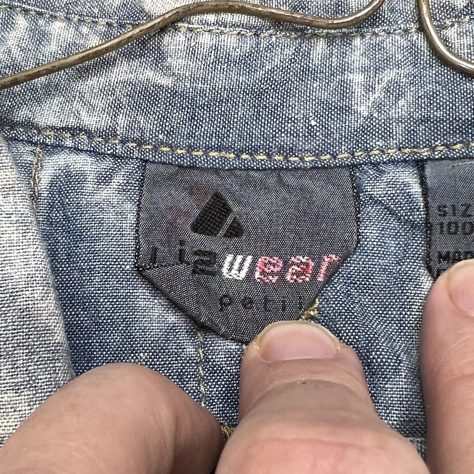 Camisa De Colección Liz Wear Petite Lavada con Ácido Abotonada Talla M Años 80’s 90 Hecha en Hong Kong Foto 3 de 4