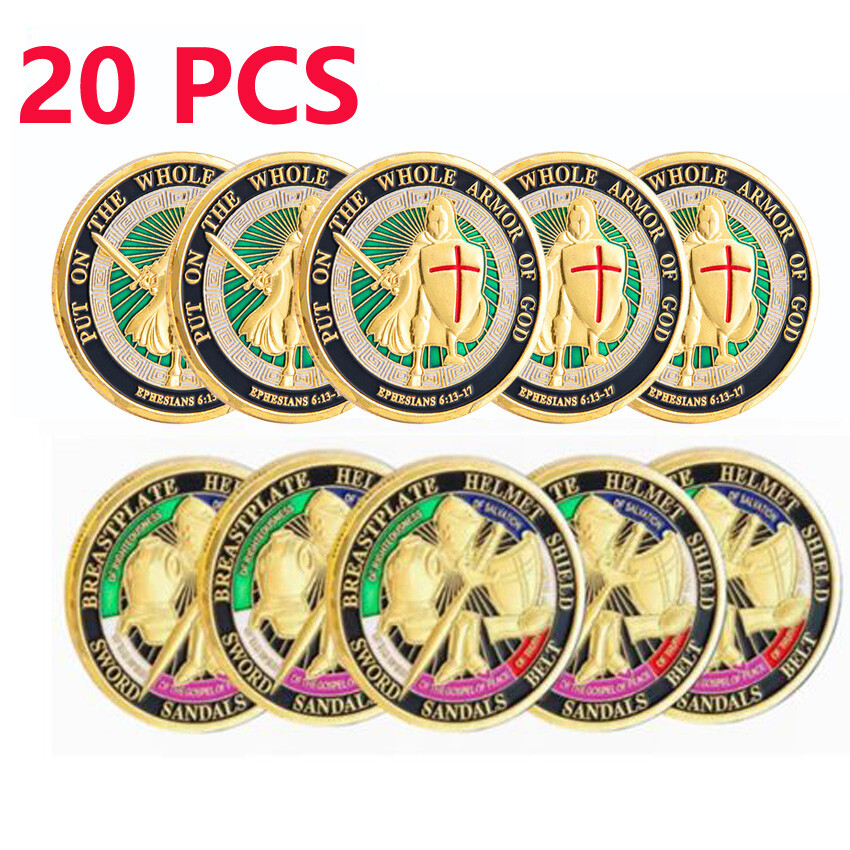 20PCS Put On the Whole Armor of God Commemorative Challenge Coin Collect Gift