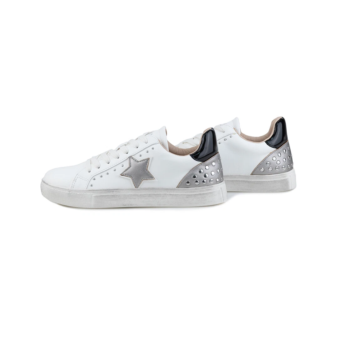 Women s WHITE SILVER TWIN SET Sneakers